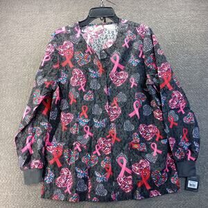 Dickies Breast Cancer Awareness Scrub Top Pink Ribbon Size S NWT